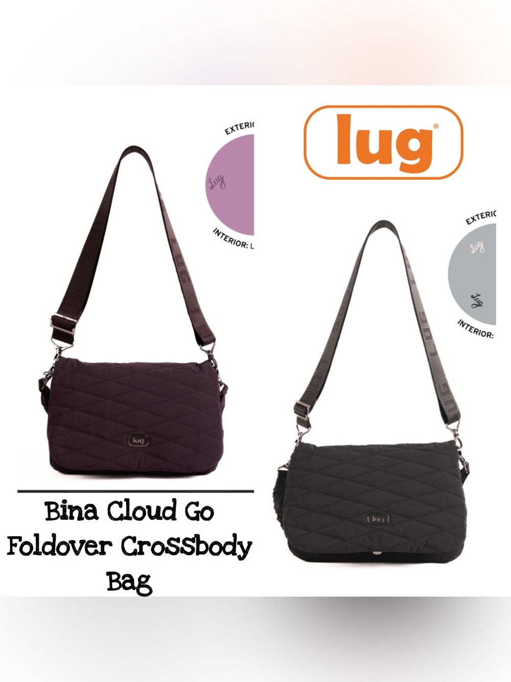 Lug Bina Cloud Go Foldover
Crossbody Bag NWT Plum or Black